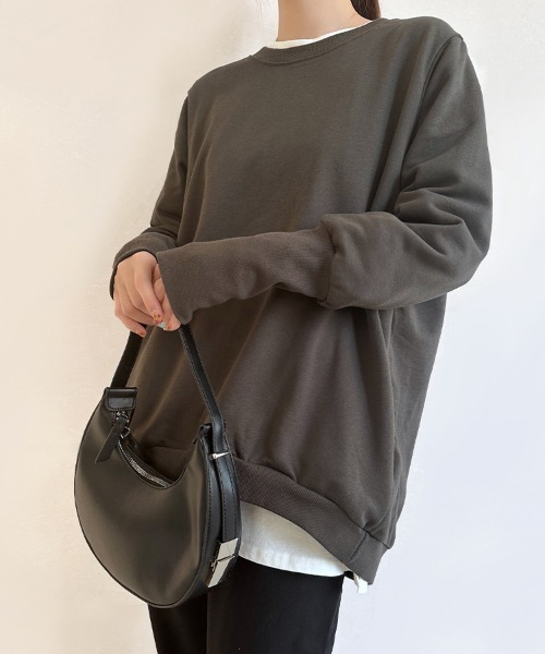 Doux Belle（ドゥーベル）の「ラウンドネックトップス（Tシャツ/カットソー・レディース・グレー/チャコールグレー/カーキ/ブラック/ライトベージュ/ライトグレー/ブラウン/ホワイト/ベージュ/ネイビー・MEDIUM）」の16枚目の写真