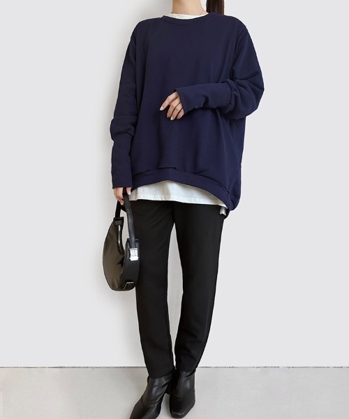 Doux Belle（ドゥーベル）の「ラウンドネックトップス（Tシャツ/カットソー・レディース・グレー/チャコールグレー/カーキ/ブラック/ライトベージュ/ライトグレー/ブラウン/ホワイト/ベージュ/ネイビー・MEDIUM）」の19枚目の写真
