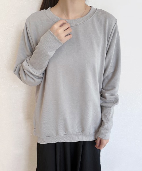 Doux Belle（ドゥーベル）の「ラウンドネックトップス（Tシャツ/カットソー・レディース・グレー/チャコールグレー/カーキ/ブラック/ライトベージュ/ライトグレー/ブラウン/ホワイト/ベージュ/ネイビー・MEDIUM）」の20枚目の写真