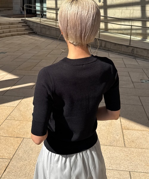 JENNE(ジェンヌ)の「カーディガン風サマーニット(ニット/セーター・レディース・ホワイト/ブラック/ブルー/グレー・SMALL/MEDIUM/LARGE)」の9枚目の写真