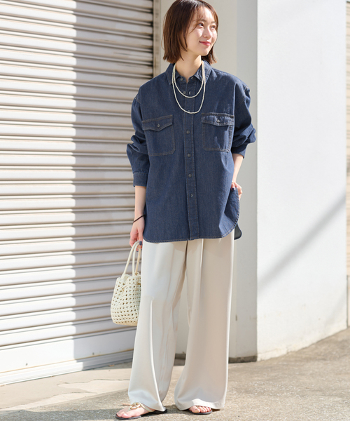 JOURNAL STANDARD relume(ジャーナルスタンダード レリューム)の「《追加2》9oz C/Rデニムワークシャツ(シャツ/ブラウス・レディース・ブルー/ネイビー・FREE)」の3枚目の写真