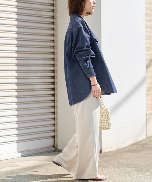 JOURNAL STANDARD relume(ジャーナルスタンダード レリューム)の「《追加2》9oz C/Rデニムワークシャツ(シャツ/ブラウス・レディース・ブルー/ネイビー・FREE)」の5枚目の写真