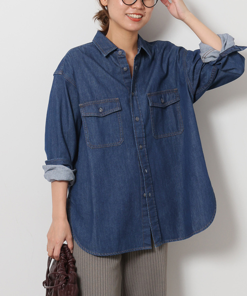 JOURNAL STANDARD relume(ジャーナルスタンダード レリューム)の「《追加2》9oz C/Rデニムワークシャツ(シャツ/ブラウス・レディース・ブルー/ネイビー・FREE)」の16枚目の写真