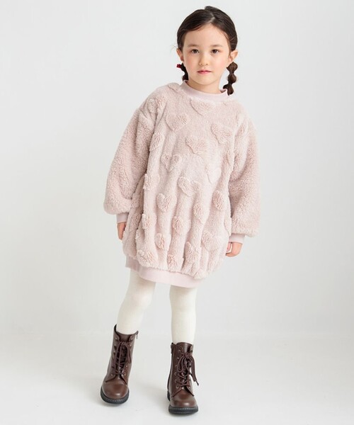 BRANSHES（ブランシェス）の「ボアワンピース（ワンピース・キッズ・ピンクベージュ/ラベンダー/ブラウン・130/120/110/90/80/100/140/150）」の7枚目の写真