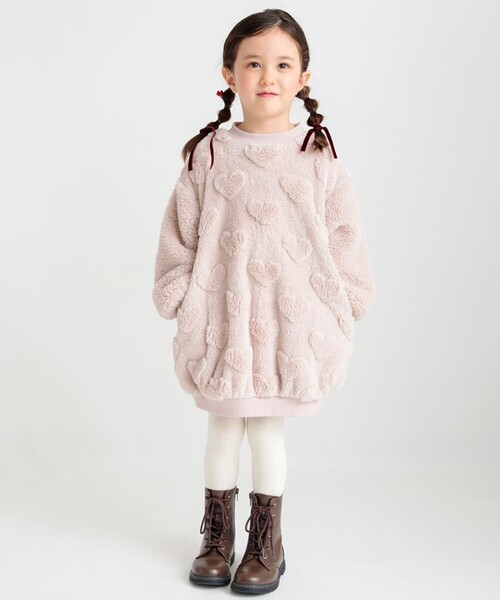 BRANSHES（ブランシェス）の「ボアワンピース（ワンピース・キッズ・ピンクベージュ/ラベンダー/ブラウン・130/120/110/90/80/100/140/150）」の8枚目の写真