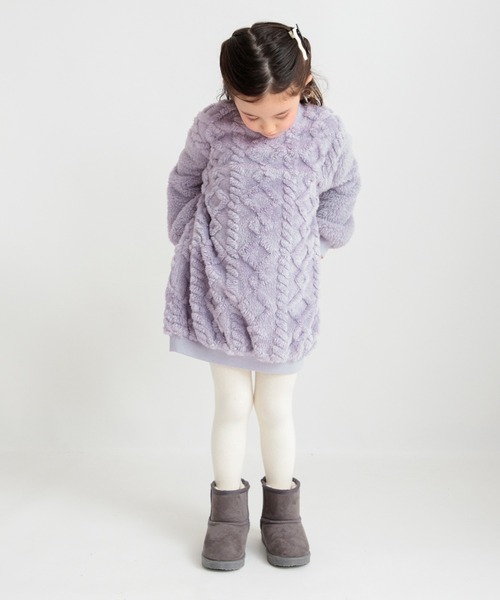 BRANSHES（ブランシェス）の「ボアワンピース（ワンピース・キッズ・ピンクベージュ/ラベンダー/ブラウン・130/120/110/90/80/100/140/150）」の3枚目の写真