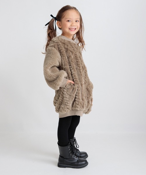 BRANSHES（ブランシェス）の「ボアワンピース（ワンピース・キッズ・ピンクベージュ/ラベンダー/ブラウン・130/120/110/90/80/100/140/150）」の2枚目の写真