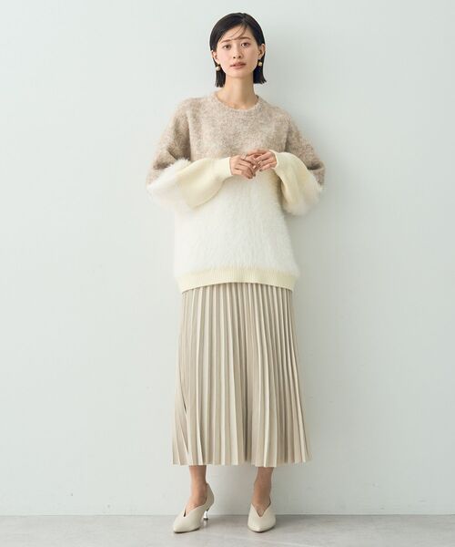 YECCA VECCA(イェッカヴェッカ)の「ピーチ起毛プリーツスカート(スカート・レディース・チャコールグレー/アイボリー/ラベンダー/ブルーグリーン・FREE)」の6枚目の写真