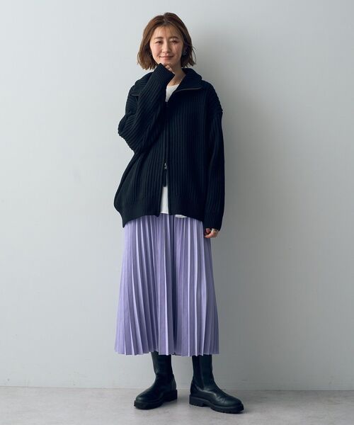 YECCA VECCA(イェッカヴェッカ)の「ピーチ起毛プリーツスカート(スカート・レディース・チャコールグレー/アイボリー/ラベンダー/ブルーグリーン・FREE)」の21枚目の写真