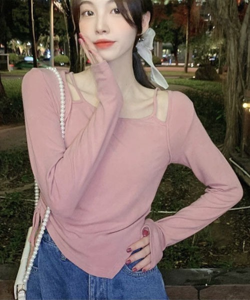 urge：（アージコロン ）の「【URGE：】キャミソール付き　トップス（Tシャツ/カットソー・レディース・ブラック/ホワイト/ピンク・SMALL/MEDIUM/LARGE/X-LARGE）」の3枚目の写真