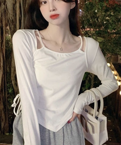 urge：（アージコロン ）の「【URGE：】キャミソール付き　トップス（Tシャツ/カットソー・レディース・ブラック/ホワイト/ピンク・SMALL/MEDIUM/LARGE/X-LARGE）」の9枚目の写真