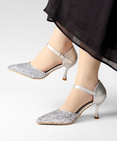 LibertyDoll(リバティードール)の「LIBERTYDOLL/グリッター ポインテッドトゥ セパレート アンクルストラップパンプス 7.5cmヒール(1210)(パンプス・レディース・ブラック/シルバー/ゴールド・S/M/L/LL/3L/SS)」の10枚目の写真
