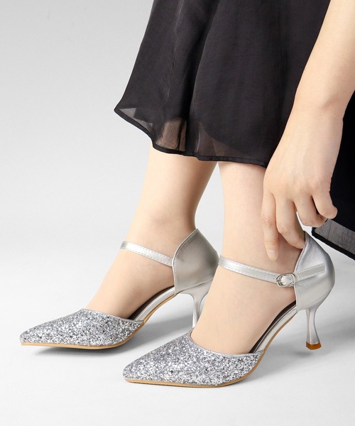 LibertyDoll(リバティードール)の「LIBERTYDOLL/グリッター ポインテッドトゥ セパレート アンクルストラップパンプス 7.5cmヒール(1210)(パンプス・レディース・ブラック/シルバー/ゴールド・S/M/L/LL/3L/SS)」の11枚目の写真