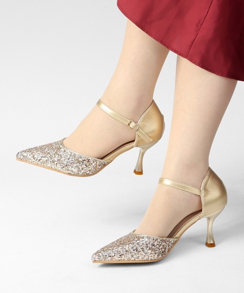 LibertyDoll(リバティードール)の「LIBERTYDOLL/グリッター ポインテッドトゥ セパレート アンクルストラップパンプス 7.5cmヒール(1210)(パンプス・レディース・ブラック/シルバー/ゴールド・S/M/L/LL/3L/SS)」の14枚目の写真