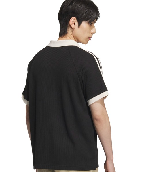 adidas(アディダス)の「adidas WAFFLE SHORT SLEEVE POLO / アディダス ワッフル ショート スリーブ ポロ【SP】(ポロシャツ・メンズ・ブラック・XS/XXL/XL/L/M/S)」の9枚目の写真