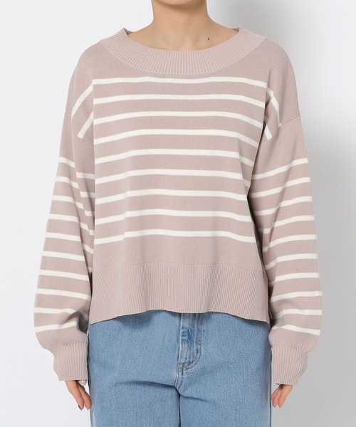 mysty woman(ミスティウーマン)の「ボーダーボートネックプルオーバー 288615(ニット/セーター・レディース・オフホワイト/グレイッシュベージュ/ネイビー・FREE)」の12枚目の写真