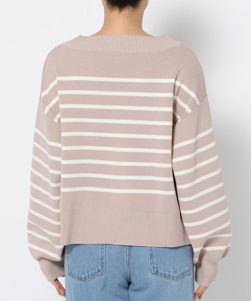 mysty woman(ミスティウーマン)の「ボーダーボートネックプルオーバー 288615(ニット/セーター・レディース・オフホワイト/グレイッシュベージュ/ネイビー・FREE)」の14枚目の写真