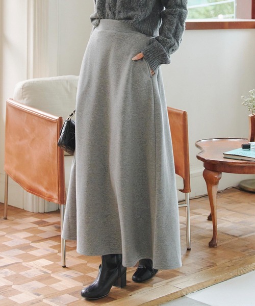 KOBE LETTUCE（コウベレタス）の「[ 裏起毛 ] 選べるサイズ フレアスカート（スカート・レディース・ブラック/杢グレー/ホワイト/ピンク系/ブラウン/ネイビー・L/M/PL/PM）」の19枚目の写真
