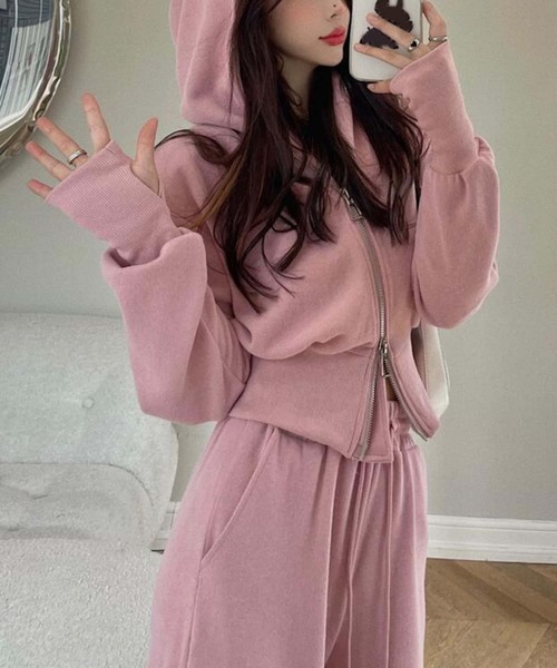 MAISON DE THERESE（メゾン ド テレーズ）の「2点上下セット　ジャージ　スウェット/パンツ（ルームウェア/パジャマ・レディース・ブラック/グレー/ピンク・M）」の3枚目の写真