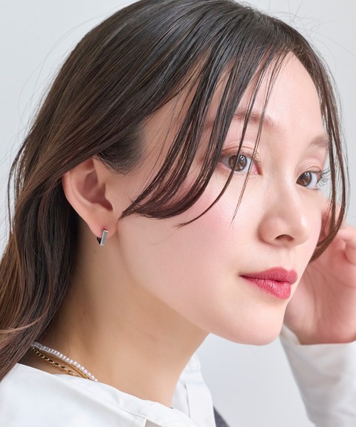 金属アレルギー対応】ストレートワンタッチフープピアス/サージカル