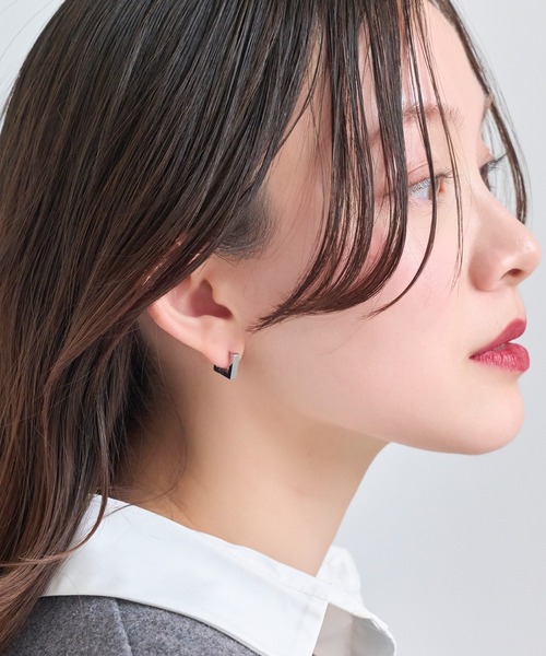 金属アレルギー対応】ストレートワンタッチフープピアス/サージカル