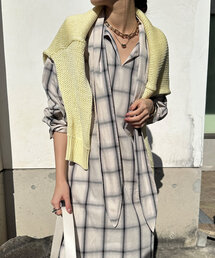 DouDou | チェック柄ボウタイロングワンピース(ワンピース)