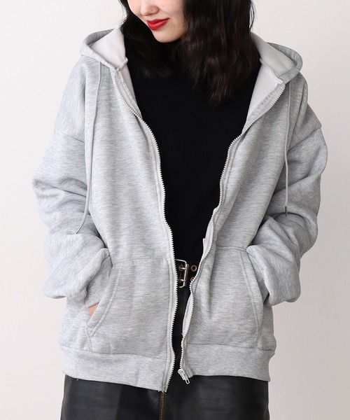 ROOPTOKYO（ループトウキョウ）の「ベーシック 同色無地ジップアップパーカー（パーカー・メンズ・ブラック/グレー・M/XL/L）」の6枚目の写真