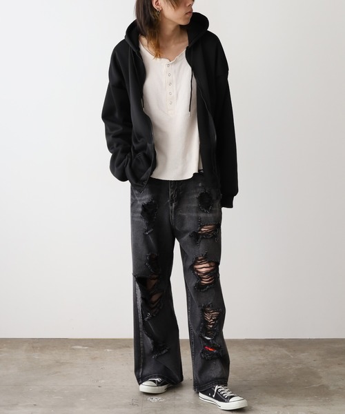 ROOPTOKYO（ループトウキョウ）の「ベーシック 同色無地ジップアップパーカー（パーカー・メンズ・ブラック/グレー・M/XL/L）」の12枚目の写真