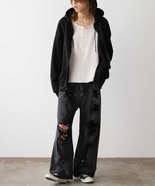 ROOPTOKYO（ループトウキョウ）の「ベーシック 同色無地ジップアップパーカー（パーカー・メンズ・ブラック/グレー・M/XL/L）」の11枚目の写真