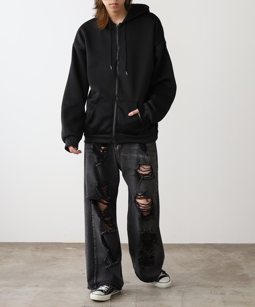 ROOPTOKYO（ループトウキョウ）の「ベーシック 同色無地ジップアップパーカー（パーカー・メンズ・ブラック/グレー・M/XL/L）」の15枚目の写真