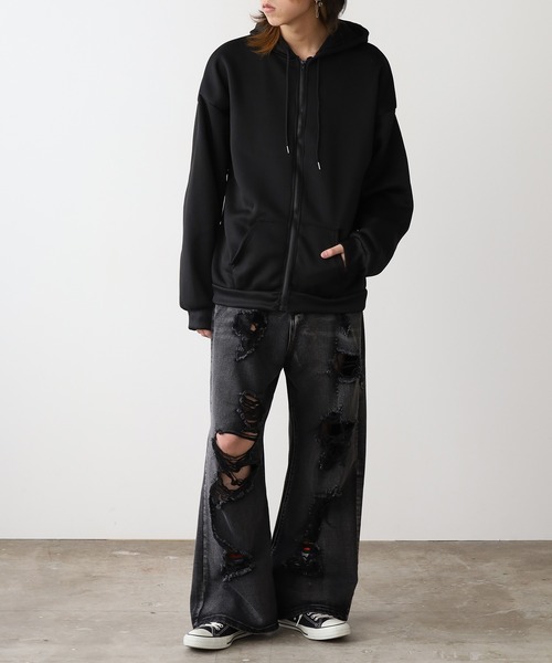 ROOPTOKYO（ループトウキョウ）の「ベーシック 同色無地ジップアップパーカー（パーカー・メンズ・ブラック/グレー・M/XL/L）」の14枚目の写真