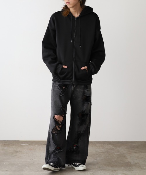 ROOPTOKYO（ループトウキョウ）の「ベーシック 同色無地ジップアップパーカー（パーカー・メンズ・ブラック/グレー・M/XL/L）」の13枚目の写真