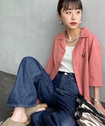 [FRED PERRY/フレッドペリー] クレープコットン ショートスリーブオープンカラーシャツ