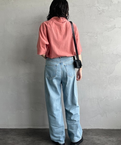 FRED PERRY（フレッドペリー）の「[FRED PERRY/フレッドペリー] クレープコットン ショートスリーブオープンカラーシャツ（シャツ/ブラウス・レディース・ネイビー/サックスブルー/ピンク・S/M/L）」の8枚目の写真