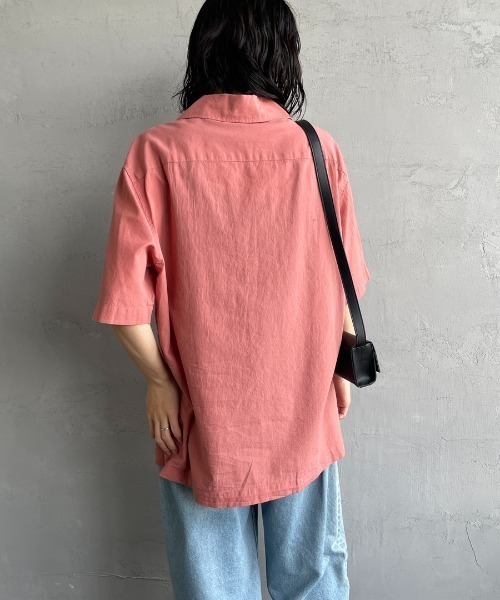 FRED PERRY（フレッドペリー）の「[FRED PERRY/フレッドペリー] クレープコットン ショートスリーブオープンカラーシャツ（シャツ/ブラウス・レディース・ネイビー/サックスブルー/ピンク・S/M/L）」の14枚目の写真