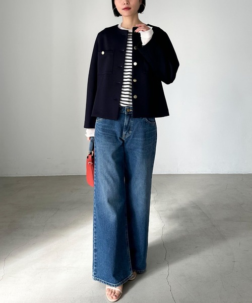 Doux archives（ドゥアルシーヴ）の「レイヤードボーダーロンT（Tシャツ/カットソー・レディース・ブラック/オフホワイト・38）」の15枚目の写真