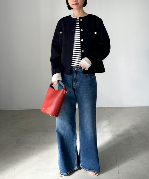 Doux archives（ドゥアルシーヴ）の「レイヤードボーダーロンT（Tシャツ/カットソー・レディース・ブラック/オフホワイト・38）」の16枚目の写真