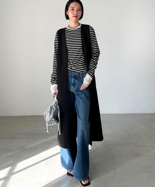 Doux archives（ドゥアルシーヴ）の「レイヤードボーダーロンT（Tシャツ/カットソー・レディース・ブラック/オフホワイト・38）」の18枚目の写真