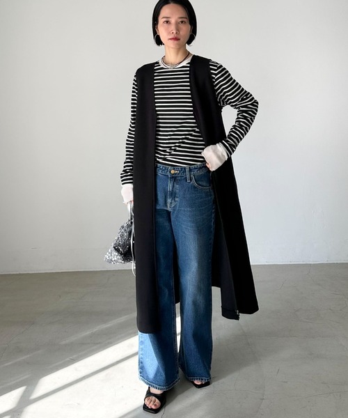 Doux archives（ドゥアルシーヴ）の「レイヤードボーダーロンT（Tシャツ/カットソー・レディース・ブラック/オフホワイト・38）」の19枚目の写真