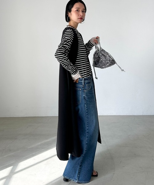 Doux archives（ドゥアルシーヴ）の「レイヤードボーダーロンT（Tシャツ/カットソー・レディース・ブラック/オフホワイト・38）」の21枚目の写真