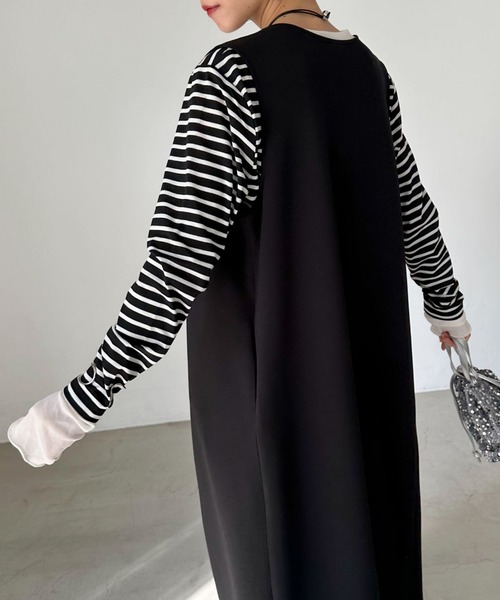 Doux archives（ドゥアルシーヴ）の「レイヤードボーダーロンT（Tシャツ/カットソー・レディース・ブラック/オフホワイト・38）」の11枚目の写真