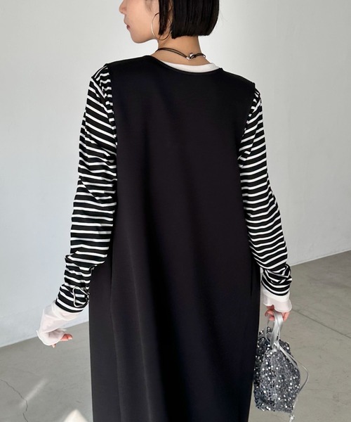 Doux archives（ドゥアルシーヴ）の「レイヤードボーダーロンT（Tシャツ/カットソー・レディース・ブラック/オフホワイト・38）」の7枚目の写真