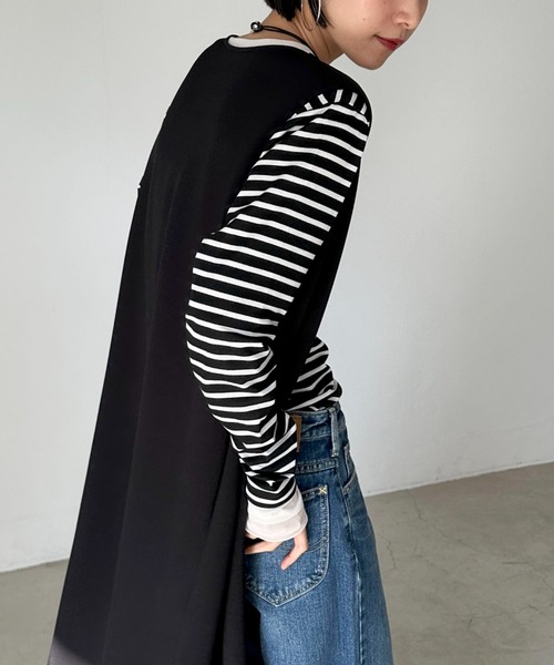 Doux archives（ドゥアルシーヴ）の「レイヤードボーダーロンT（Tシャツ/カットソー・レディース・ブラック/オフホワイト・38）」の10枚目の写真