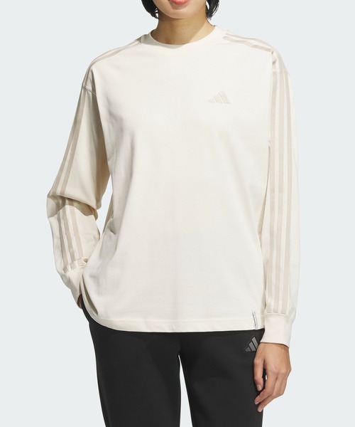 エッセンシャルズ プラス スリーストライプス 長袖Tシャツ
