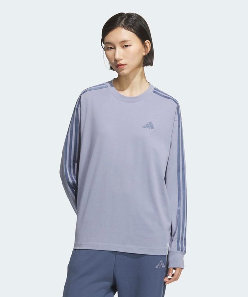 エッセンシャルズ プラス スリーストライプス 長袖Tシャツ