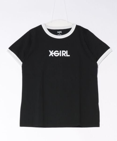 X-girl(エックスガール)の「X-GIRL/エックスガール LOGO S/S RINGER CLASSIC T Tシャツ 105251011031(Tシャツ/カットソー・レディース・ライトブルー/ブラック/ブルー・M/S)」の2枚目の写真