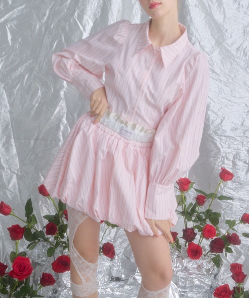 monepine(モネピネ)の「balloon layered skirt/バルーンレイヤードスカート(スカート・レディース・サックスブルー/ピンク・2/1)」の3枚目の写真