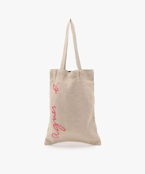 agnes b.（アニエスベー）の「ロゴ プリント リネン コットン トートバッグ "Charlie"（トートバッグ・レディース・レッド系その他・FREE）」の2枚目の写真