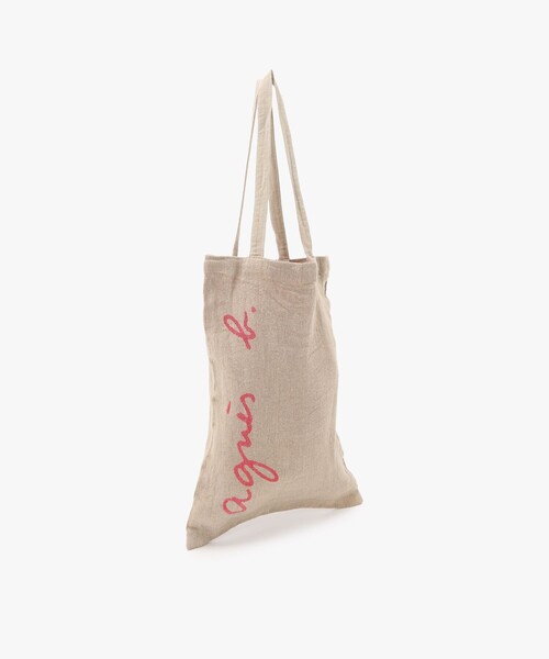 agnes b.（アニエスベー）の「ロゴ プリント リネン コットン トートバッグ "Charlie"（トートバッグ・レディース・レッド系その他・FREE）」の3枚目の写真