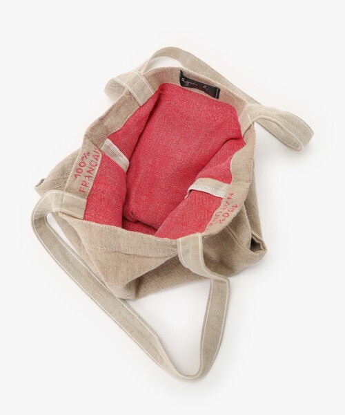 agnes b.（アニエスベー）の「ロゴ プリント リネン コットン トートバッグ "Charlie"（トートバッグ・レディース・レッド系その他・FREE）」の4枚目の写真